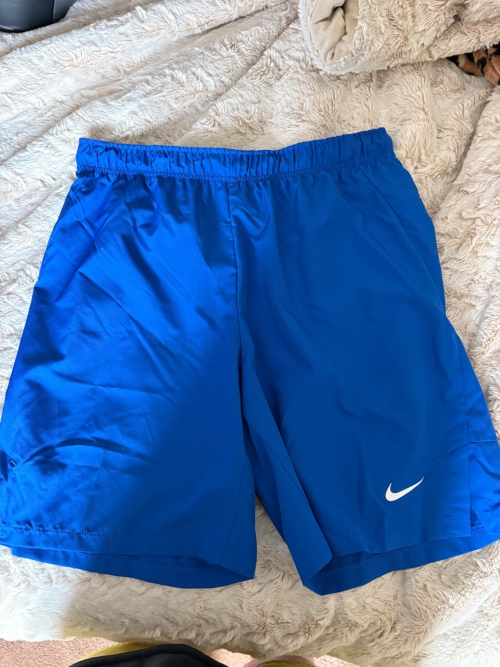 Nike Men's Royal Blue Athletic Shorts with White Swoosh
